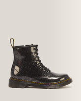 JUNIOR 1460 GLITTER PATENT LEATHER BOOTS - BLACK+SILVER