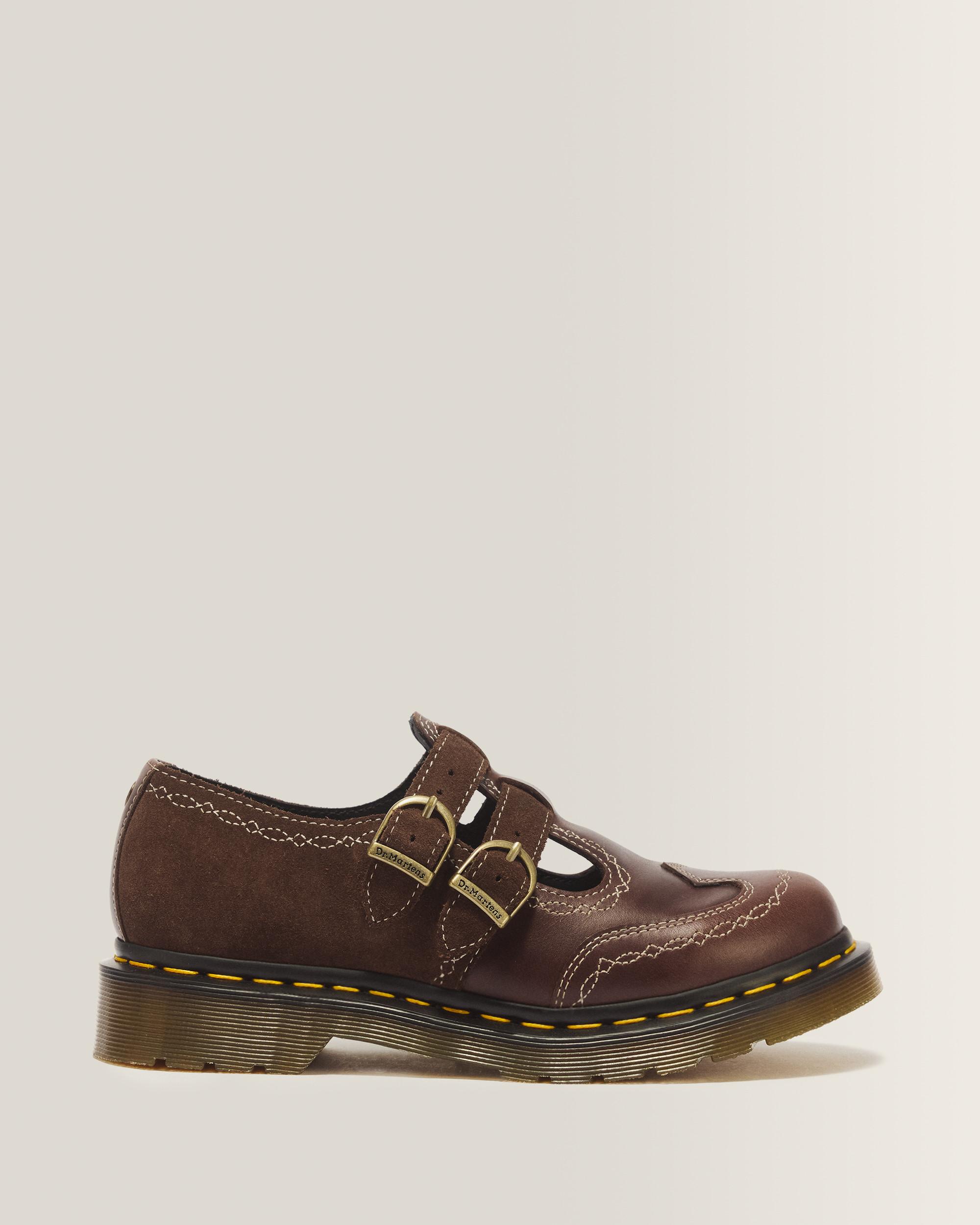 8065 Desert Rodeo Leather & Suede Mary Jane Shoes - DARK BROWN