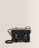 7 Inch Leather Crossbody Bag - Black