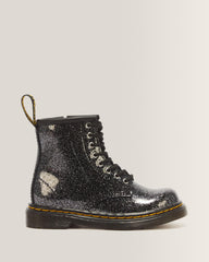 TODDLER 1460 GLITTER PATENT LEATHER  BOOTS - BLACK+SILVER