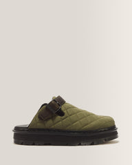 Zebzag Quilted Canvas Platform Mules - DMs Olive Green