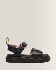 Junior Marlowe II Glitter Heart Leather Strap Shoes - BLACK