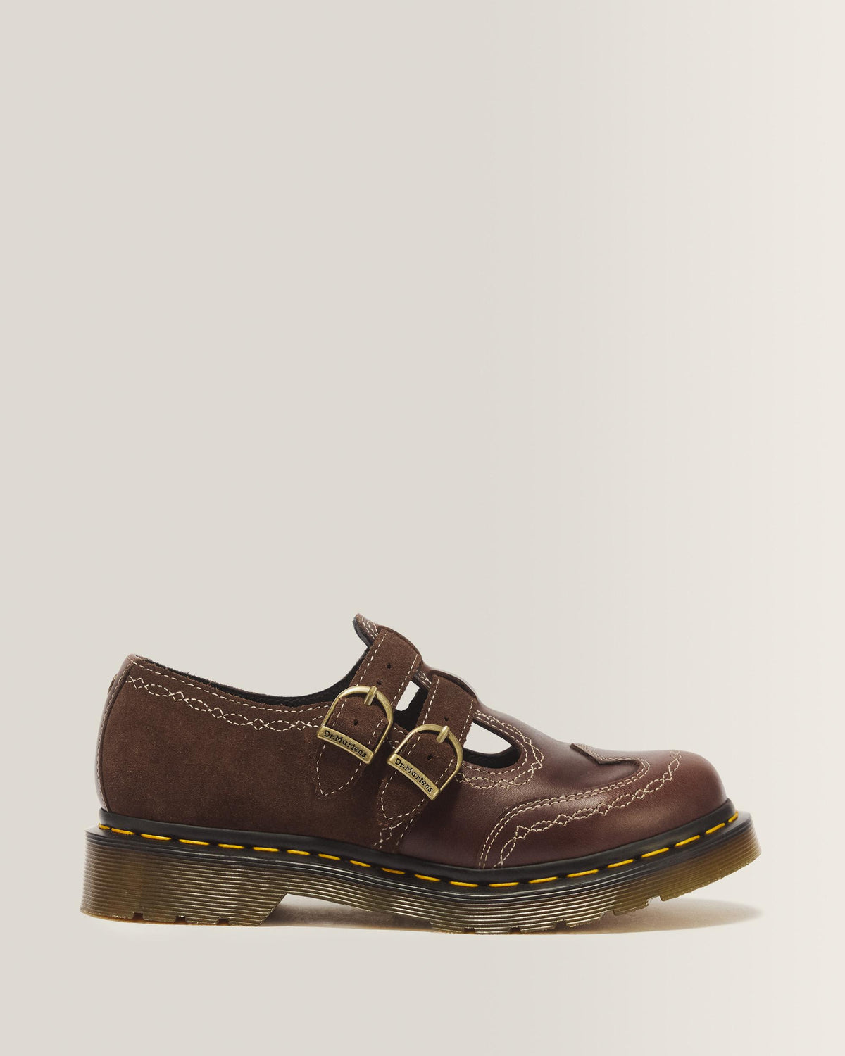 8065 Desert Rodeo Leather & Suede Mary Jane Shoes - DARK BROWN